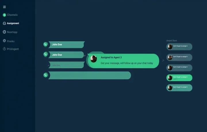 Shared team inbox for WhatsApp showing multiple agents managing customer conversations